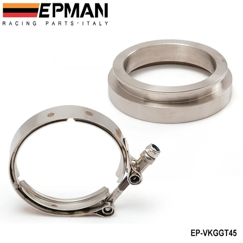 AUTOFAB - GT45 T304 STAINLESS STEEL V-BAND TURBO/TURBOCHARGER DOWNPIPE CLAMP+FLANGE AF-VKGGT45