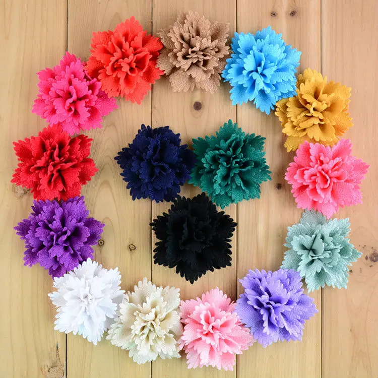

Free shipping 20pcs/lot 3.15'' girl Kids Chiffon Flowers Flat back hair accessory DIY Fabric flower for Dress Shoes FH58
