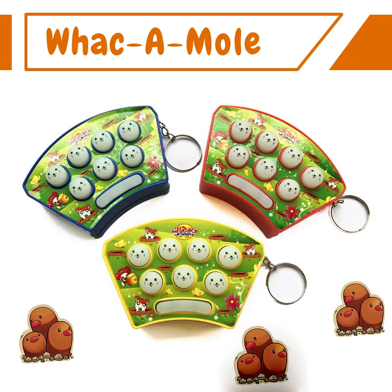 

3PCS Hamster Game Mini Handheld Whack-a-mole Game Machine With Key Buckle To Solve The Boring Irritability Decompression Toys