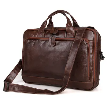 

Nesitu Vintage Chocolate Real Genuine Leather Office Men Briefcase Male Portfolio 14'' Laptop Business Man Messenger Bag M7005