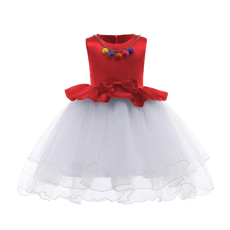 

cute girl dress noble European solid bow princess dress for 3-10yrs girls kids children party wedding gown performance dress
