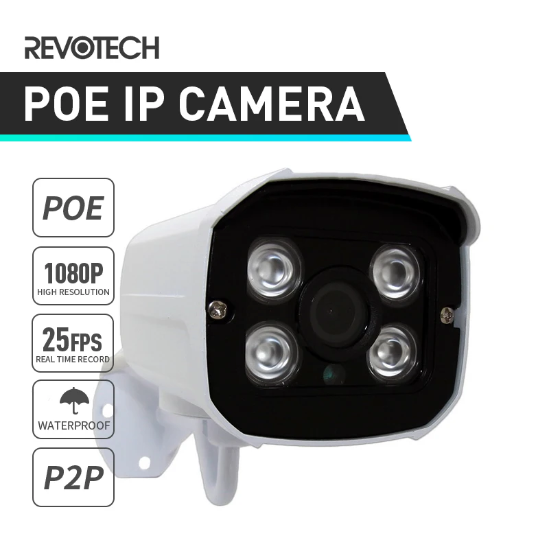 POE Waterproof 1920 x 1080P 2.0MP Outdoor IP Camera 4 Array LED Bullet Security Camera ONVIF Night Vision P2P CCTV Cam w/ IR-Cut