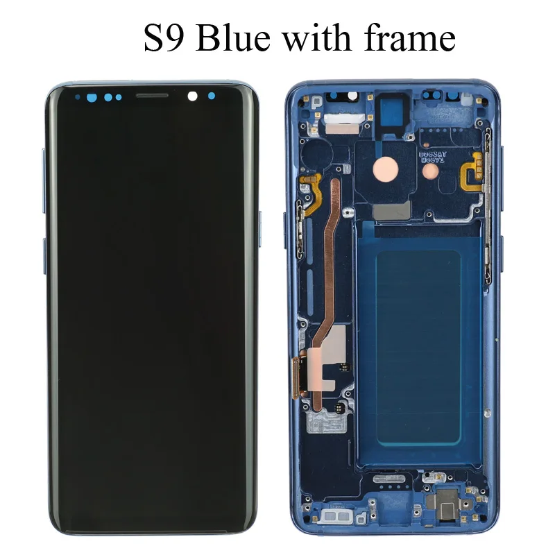 Супер AMOLED Замена для SAMSUNG Galaxy S9 lcd сенсорный экран дигитайзер с рамкой S9 Plus lcd G960 G965 с рамкой - Цвет: S9 Blue Frame