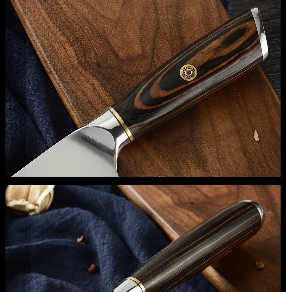 Нож Santoku из нержавеющей стали Цин 7,5 дюймов 5Cr15 стальной кухонный нож прочный двойной использовать для измельчения и резки кухонного инструмента
