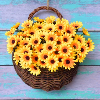 24 Heads Artificial Sunflower Flower Bouquet Silk Real Touch Fake Flowers for Party DIY Wedding Decoration Home Garden Decor