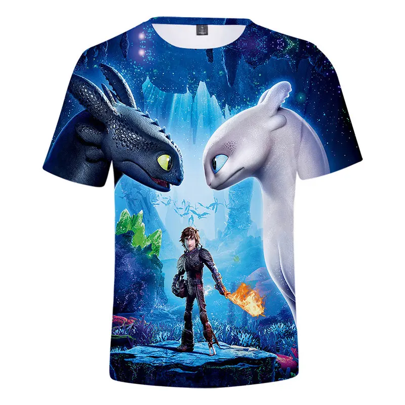 

2018 Pocket Toothless T-shirt Boy Cute Tops How To Train Your Dragon 3 Cartoon Tees 3D T Shirt Summer Grey Clothes Cotton Tshirt