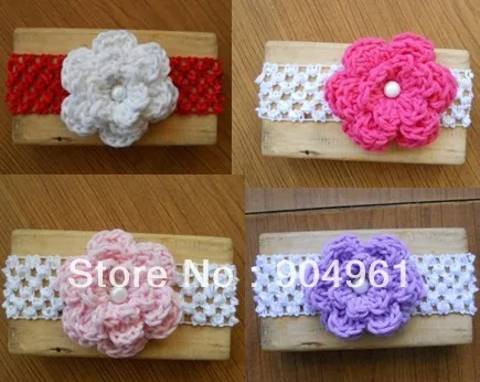 

EMS free shipping wholesale girls crochet flower headband baby headband girls hairbands can mix colors 100 psc/lot mix 4 styles