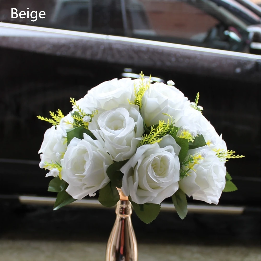 26 см диаметр Искусственные цветы 15 головы ткань пластик Моделирование Цветок дорога свинец для свадьбы центральный домашний декор