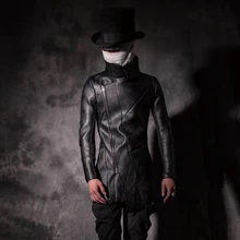 S-4XL мужская приталенная кожаная одежда средней длины с отложным воротником, модный Индивидуальный меховой цельный бархатный костюм певицы