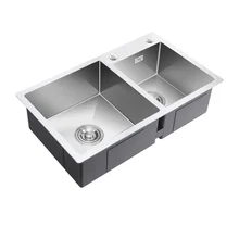 Ручная кухонная раковина 3 мм Толщина 304 нержавеющая сталь двойная чаша Тазики посылка вручную над прилавком