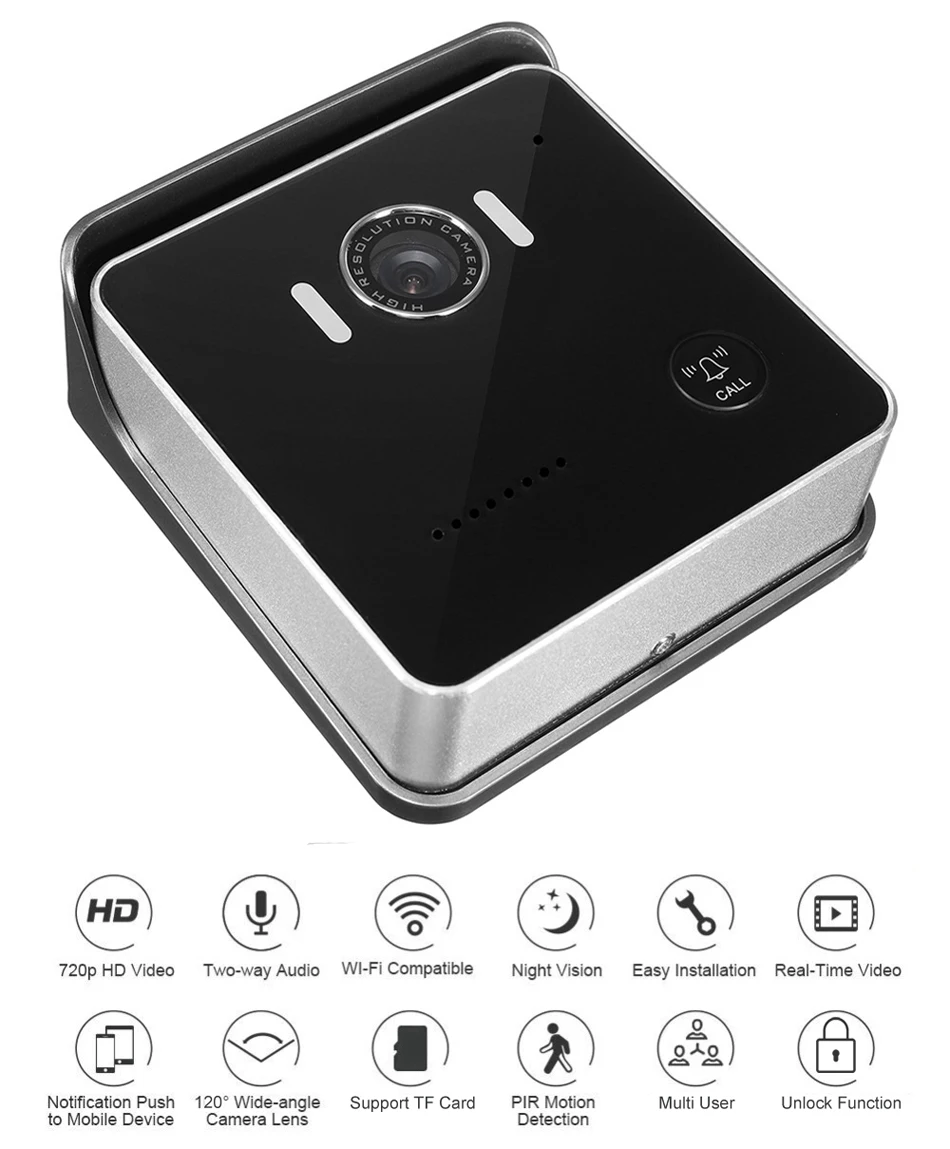 CLOUDRAKER Wireless Smart Unlock WIFI Video Doorbell Intercom Smart IP Video Door Phone Door Bell 720P HD Camera Night Vision