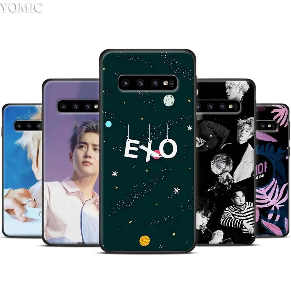 

EXO THE EVE Black Silicone Case for Samsung Galaxy S10 S10e S8 S9 Plus S7 A40 A50 A70 Note 8 9 Soft Cover Case