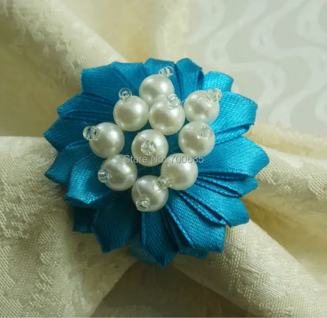 Pearl Beaded Flower Napkin Ring Bulk Wedding Plastic Holder Pearl Beaded Flower Napkin Ring Bulk Wedding Plastic Holder