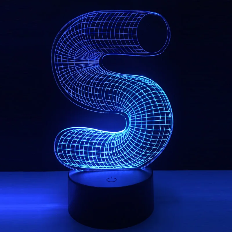 Новый уникальный 3D светодиодный светильник ing Алфавит буквы S многоцветный