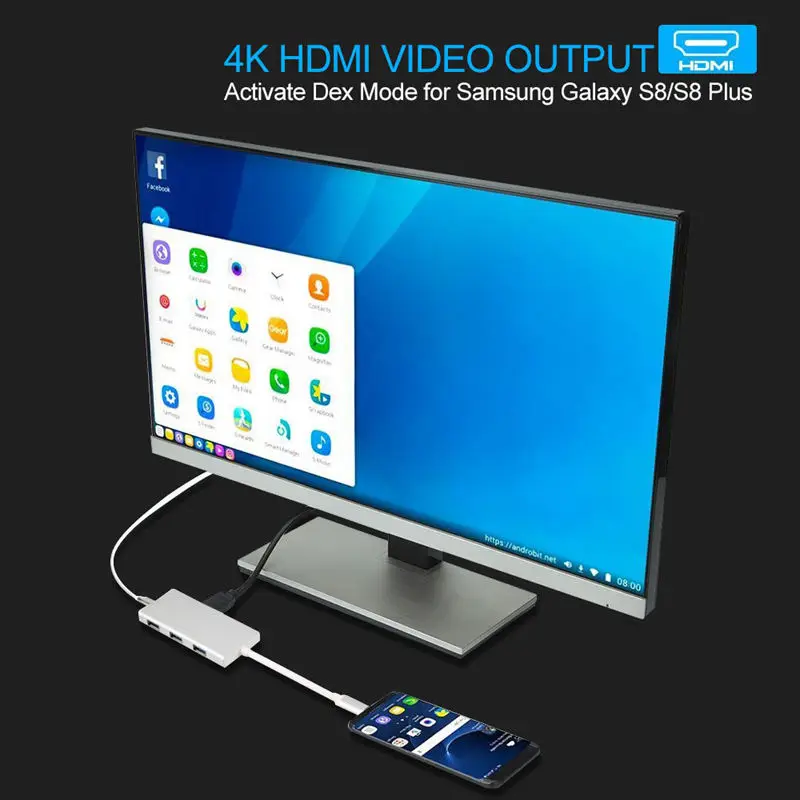 7 в 1 Usb-C концентратор адаптер с 3 Usb 3,0 портов/Hdmi выход/type C зарядный порт/Sd/Micro-Sd кард-ридер