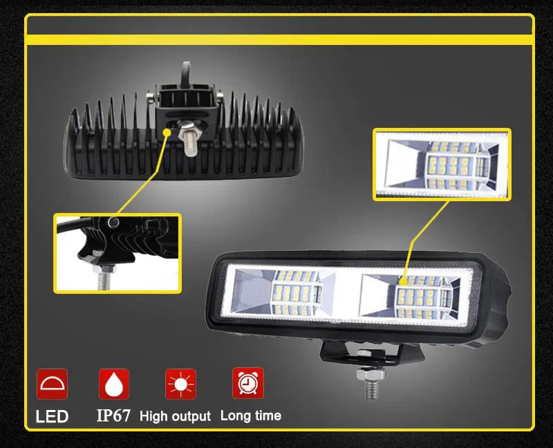 Светодиодный рабочий светильник, 12 В, рабочий светильник, водонепроницаемый, 48 Вт, 6 дюймов, внедорожный, barra, Led, 4x4, Точечный светильник для ATV, SUV, лодки, трактора, мотоцикла, головной светильник