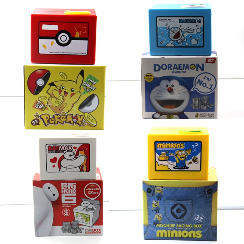 

Automatic Electronic Money Box Doraemon Minions Pokemon Pikachu steal Saving Coins Bank Box Kids Friends Gift Desktop Decor