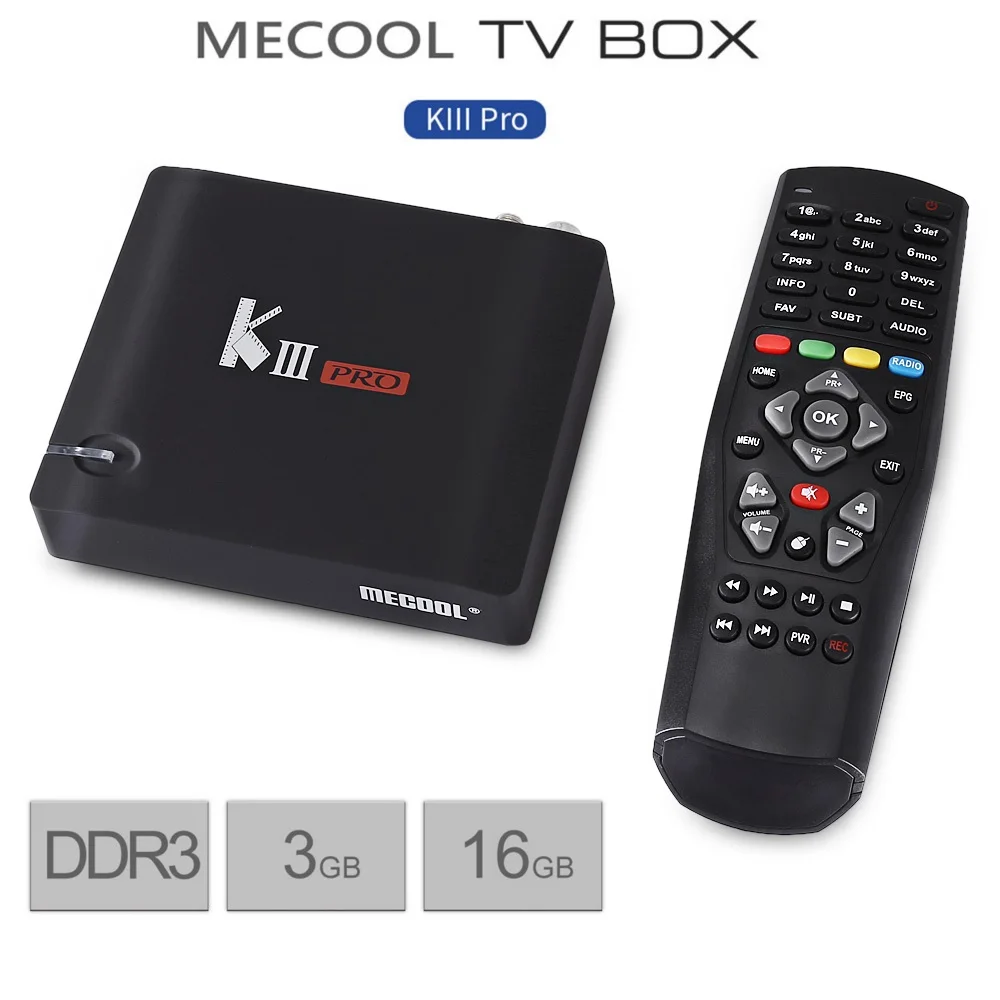 

MECOOL KIII Pro Smart Android TV Box DVB T2+S2 3G 16G Amlogic S912 Octa Core 4K Decoding 2.4G+5G WiFi BT 4.0 Media Player