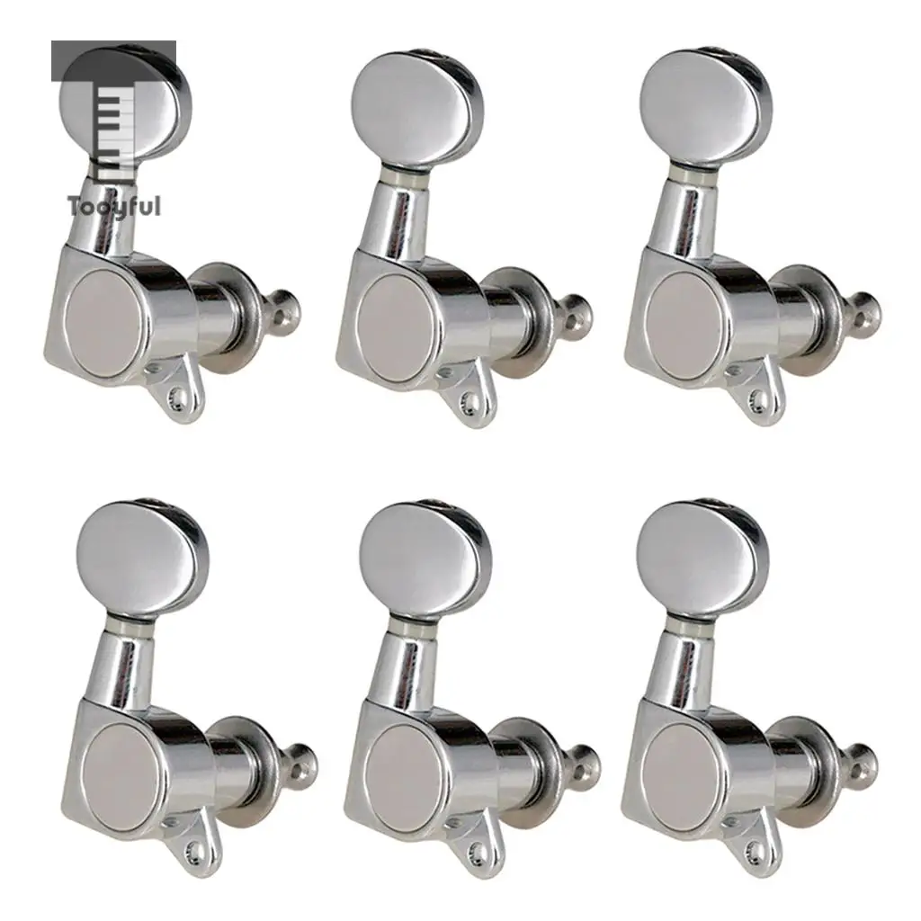 Tooyful 6PCS Guitar String Tuning Pegs Tuners for Acoustic Electric Guitar Musical Instruments 6R Silver