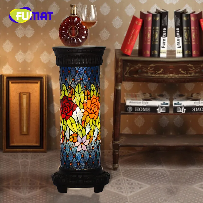FUMAT Tiffany kolumna rzymska lampa pulpit na telefon europejska róża retro sypialnia salon gabinet dekoracji lampa podłogowa FUMAT Tiffany kolumna rzymska lampa pulpit na telefon europejska róża retro sypialnia salon gabinet dekoracji lampa podłogowa