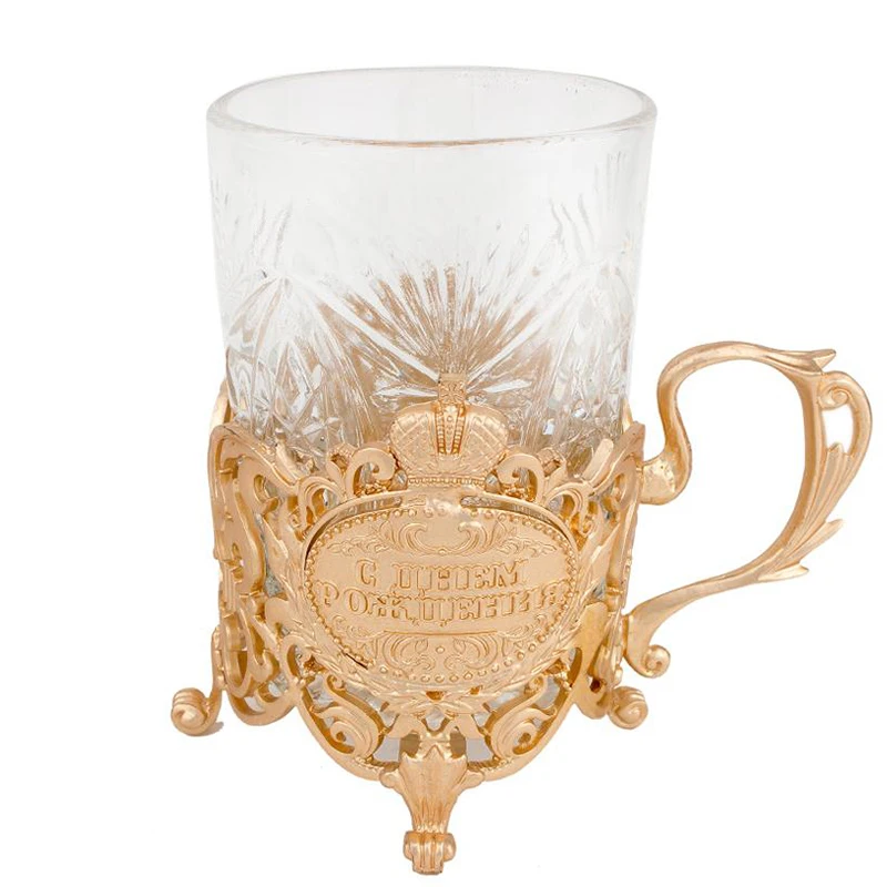 1 Set Fashion Household Cups Stand Metal Drink Tea Cup Saucers