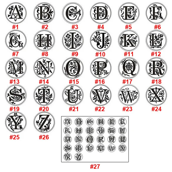 Запечатывание воска Классическая восковая печать с инициалами штамп Алфавит буквы ретро дерево SLC88
