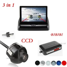 Koorinwoo Dual Core 3in1 Car Parking Sensor Reverse Assistance Backup Radar Revese Rear View Camera Car Monitor Mirror Parking