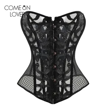 

AE2233 Newest arrival black transparent sexy corset hollow net printed super plus size corsets 2020 hot fashion womens corsets
