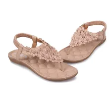 Mode Femmes Sandales Doux D’été de Bohême Perlé Sandales Clip Orteil Sandales Chaussures de Plage Chevrons Sandales Chaussures Zapatos Mujer
