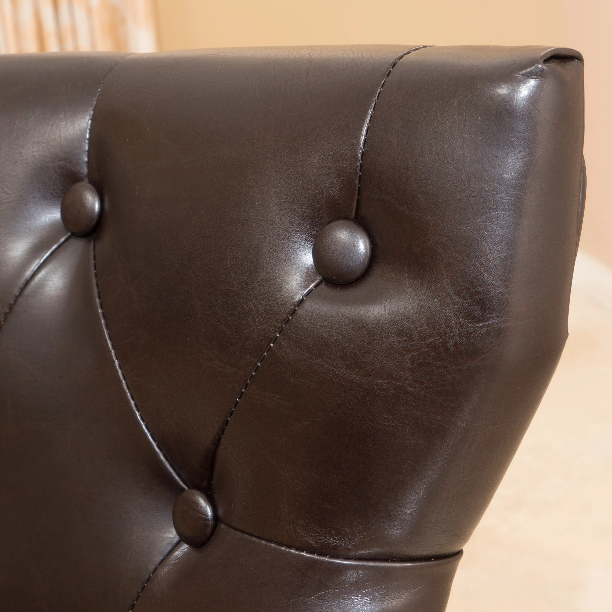 Zatgan Brown Leather Tufted Dining Chair (Set of 2) (1)