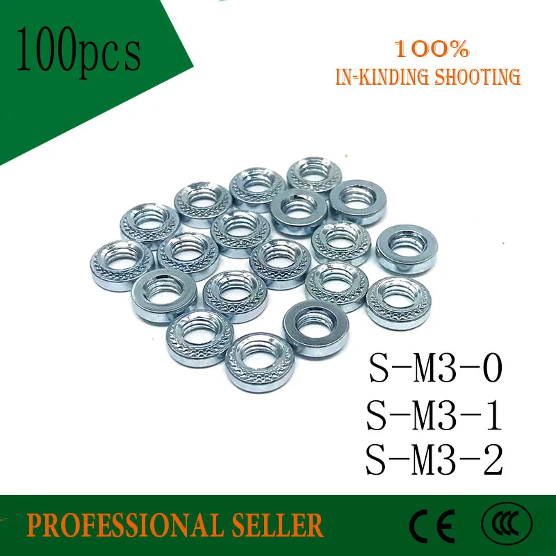 

100PCS S-M3-0/S-M3-1/ S-M2-2 Galvanized carbon steel Round nuts Metric self clinching nuts Pressure riveting nuts M2