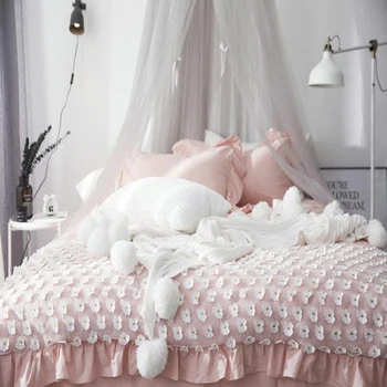 

Korean Style Princess Style Bedding Set 100% Cotton White/Gray/Pink Lace Jacquard Duvet Cover Set Pillowcase Without Comforter