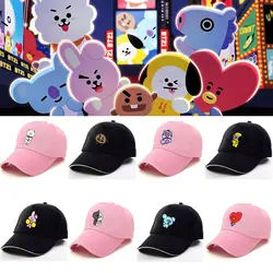 2 цвета Kpop BTS Bangtan мальчики мультфильм BT21 Кепка Регулируемая бейсбольная кепка армейская Корейская мужская женская мода остроконечная