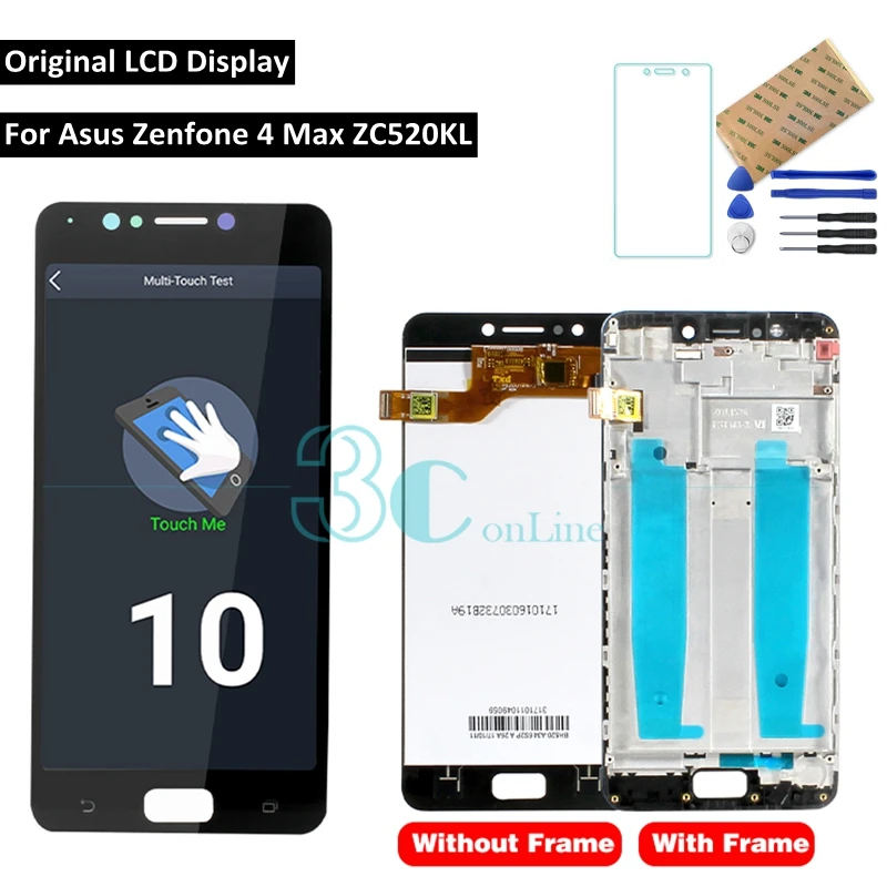 

Original for Zenfone 4 Max ZC520K LCD Display Touch Screen + Frame 5.2" for Zenfone4 Max ZC520K Digitizer Assembly Spare Parts