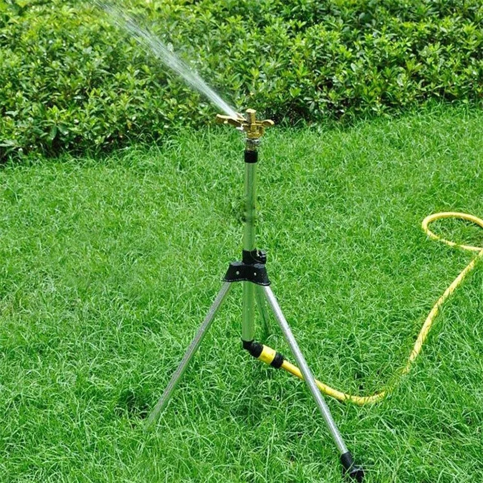 Irrigation Sprinkler Adjustable Water Watering Yard Impulse Tripod Lawn Garden 