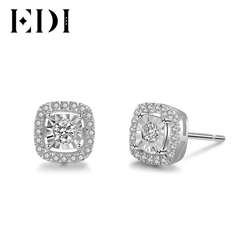 Edi Soild 14k 585 White Gold Stud Earrings 0 29ttw Halo Natural Edi Soild 14k 585 White Gold Stud Earrings 0 29ttw Halo Natural Diamond Wedding For Women Fine Jewelry In From Accessories On