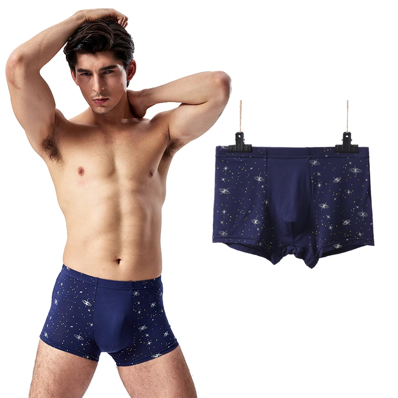 Плюс размер мягкое нижнее мужское белье Cueca печать Дышащие Боксеры Шорты 4 шт