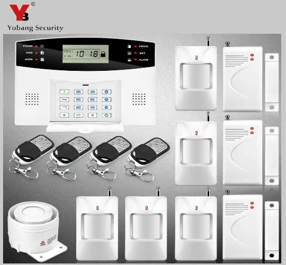 

YobangSecurity 433MHz Metal Remote Control Home Security Wireless GSM Alarm System LCD Keyboard Voice Prompt Alarm Sensor