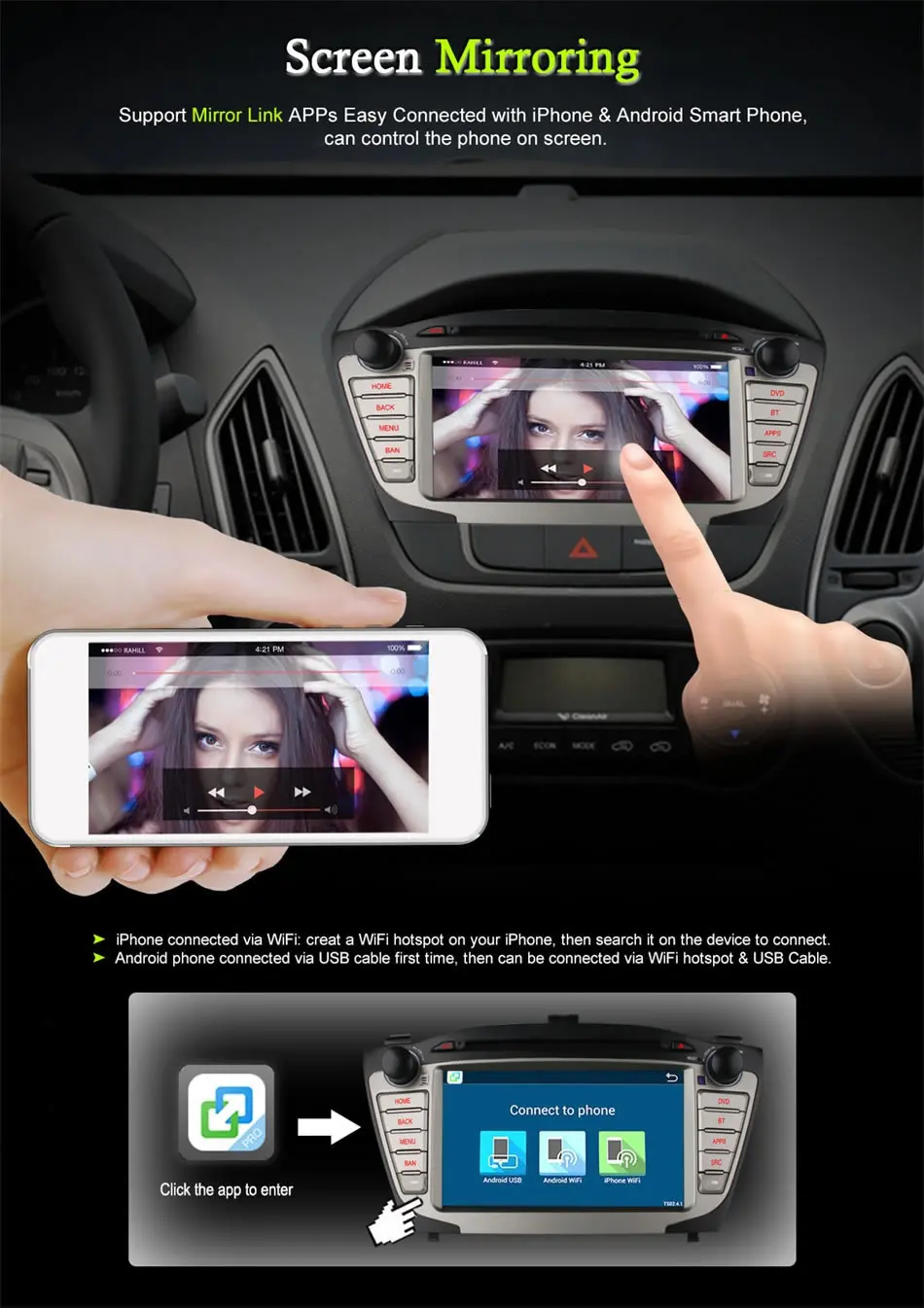 Discount Quad core Android 6.0 Quad Core 2GB RAM 4G LTE WIFI Car DVD Player for Hyundai IX35 Tucson 2009-2014 Radio GPS Navigation BT 6