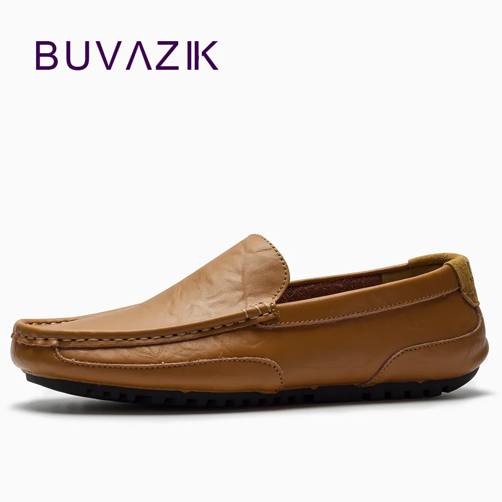 

BUVAZIK Men comfortable casual loafers,soft leather leisure flats,slip-on lazy casual shoes men for 2018 spring free shipping