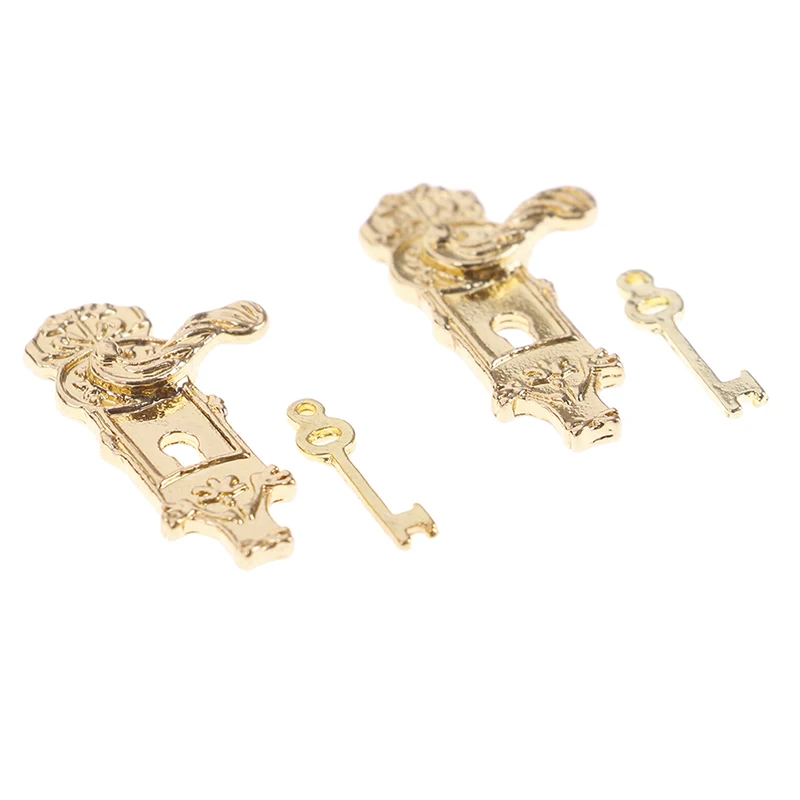 مجموعة من 4 دمى منزل مصغرة قفل الباب مع مفاتيح ل 1/12 دمية الأثاث DIY اكسسوارات الأطفال الأثاث اللعب