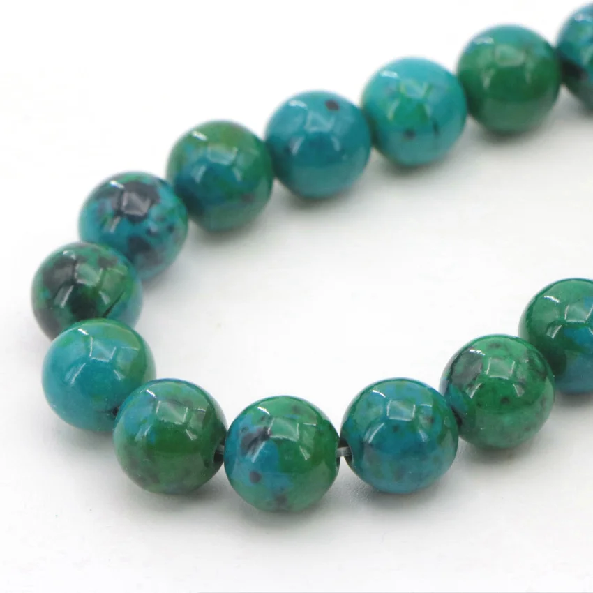 1 High Quality 4-14mm natural Dark green semi-precious Round ball Phoenix stone loose beads for DIY Fashion charms (9)