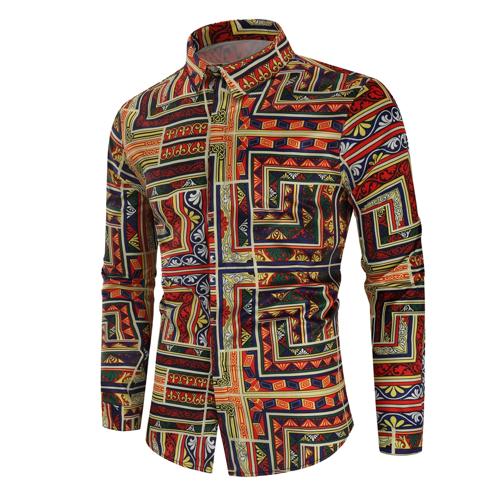 

Mens Beach Hawaiian Shirt Tropical Long Sleeve Shirt Men Casual Loose Floral Shirts Clothing