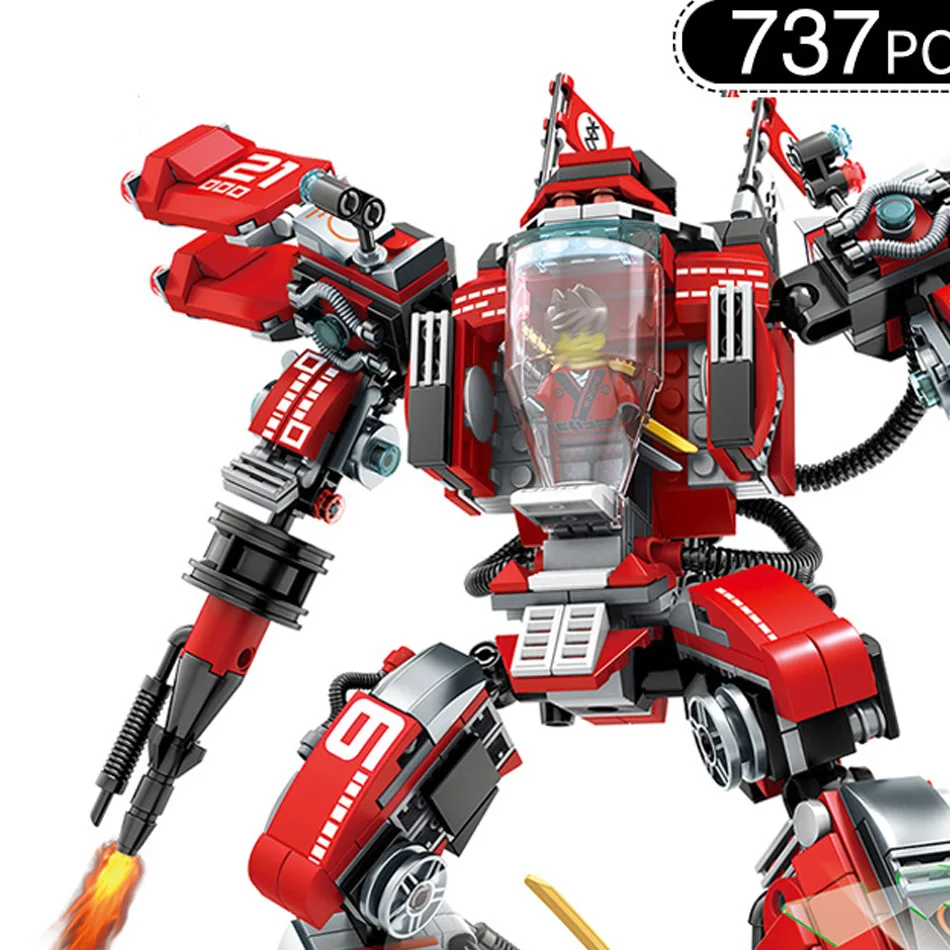 

737pcs Ninjaed Fire Mech Building Blocks Compatible Legoing Ninjagoes Kai Zan Figures Robot Educational Bricks Toys for children