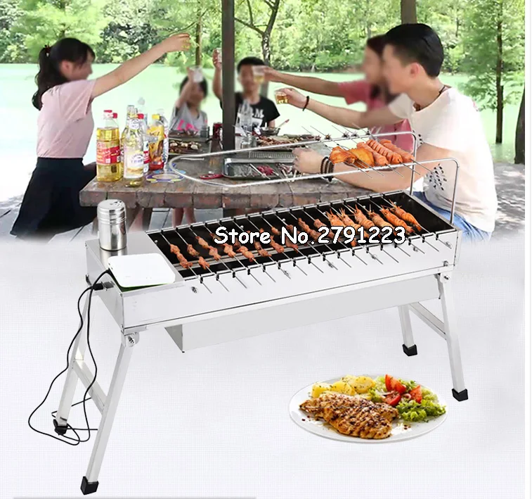 

Household USB electric charcoal grill/Automatic flip barbecue stove with dedicated fork stainless steel BBQ grills
