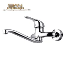 Оптом и в розницу хромированный латунный настенный кухонный кран смеситель для раковины кран поворотный носик 2131181