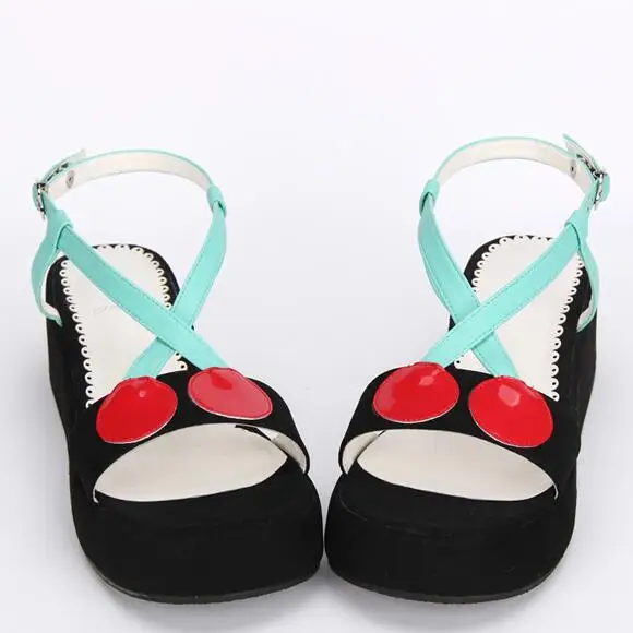 Cosplay Negro Señora Imprimir Princesa Bombas 33 De Mori Tacones Mujer Chica 47 Verano Vestido Mujeres 8816 Zapatos Angelical Cuñas Sandalias Lolita R0Xq4n