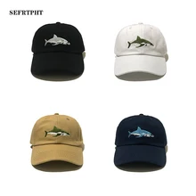 Высококачественная модная мягкая Кепка, бейсбольная шапочка из хлопка для женщин и мужчин, винтажная Кепка с 3d вышивкой акулы, повседневная спортивная уличная одежда
