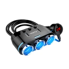 Universal 2 USB Port 3 Way 3.1A Blue Led Car Cigarette Lighter Socket Splitter Power Adapter 12V-24V For iPad Smartphone DVR GPS