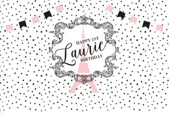 

custom paris eiffel tower birthday flag polka dot photo backdrop High quality Computer print party photo studio background